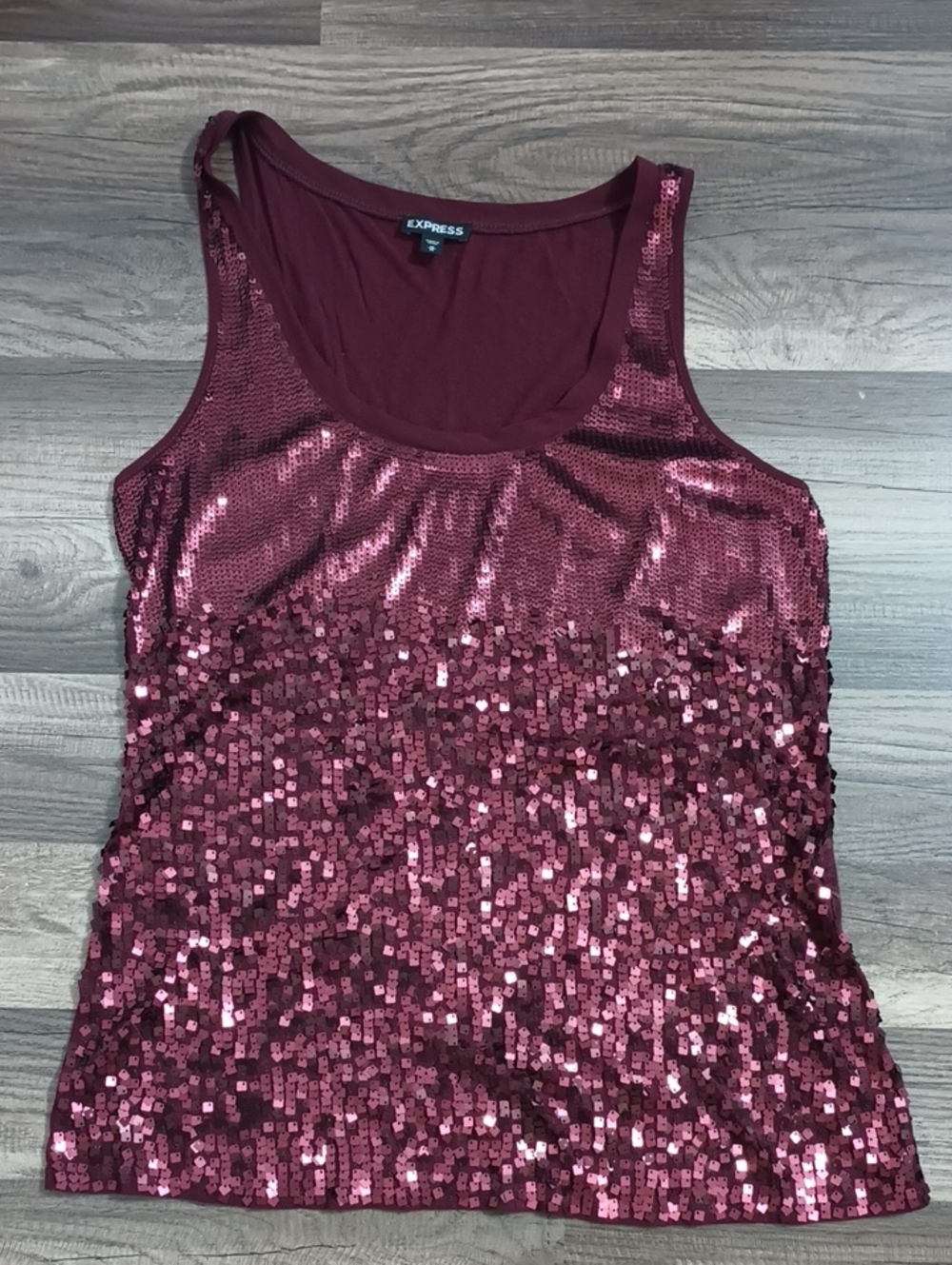 #2 Express Women's Maroon Sequinle Tank Top.  Size: Medium